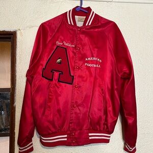 VTG Auburn Sportswear Red Satin American Football Bomber Letterman Jacket sz XL
